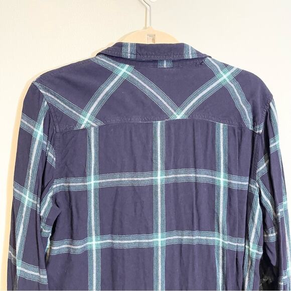 A New Day Plaid Collared Long Sleeve Front Pockets Button Down Shirt Blue XXL - Picture 5 of 15